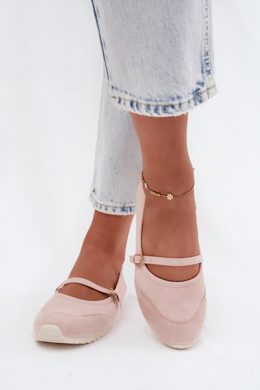Ballerinas Sportlicher Stil mit Riemen pinke Farbe Charmy