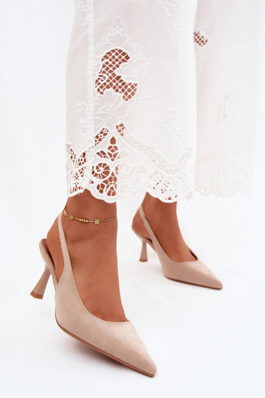 Damensandalen mit dünnen AbsätzenImitacji aus INildlederu Beige Saria