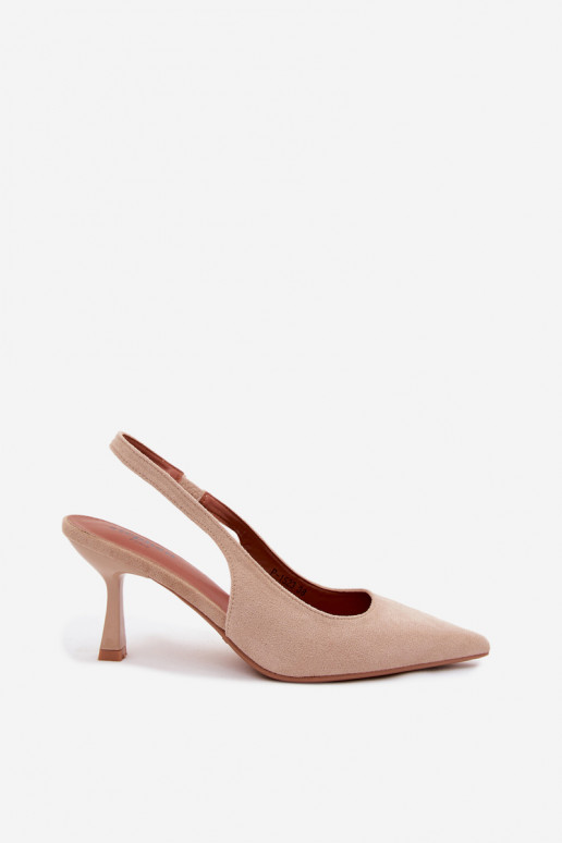 Damensandalen mit dünnen AbsätzenImitacji aus INildlederu Beige Saria