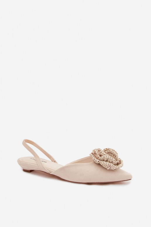 Damen Sandalen mit Dekoration aus elfenbeinfarbenem Kunstveloursleder Gardenia