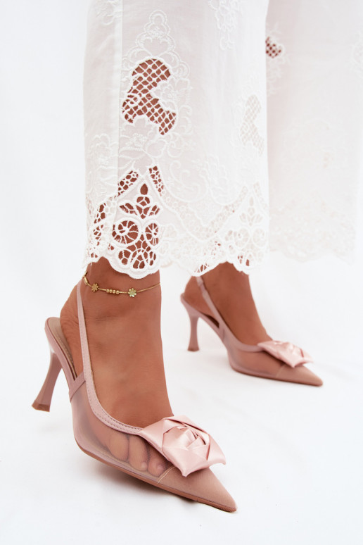 Netz Sandalen mit Ornamenten mit Absätzen Typu Klepsydra Szampańskie Jasmina