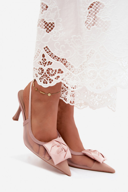 Netz Sandalen mit Ornamenten mit Absätzen Typu Klepsydra Szampańskie Jasmina