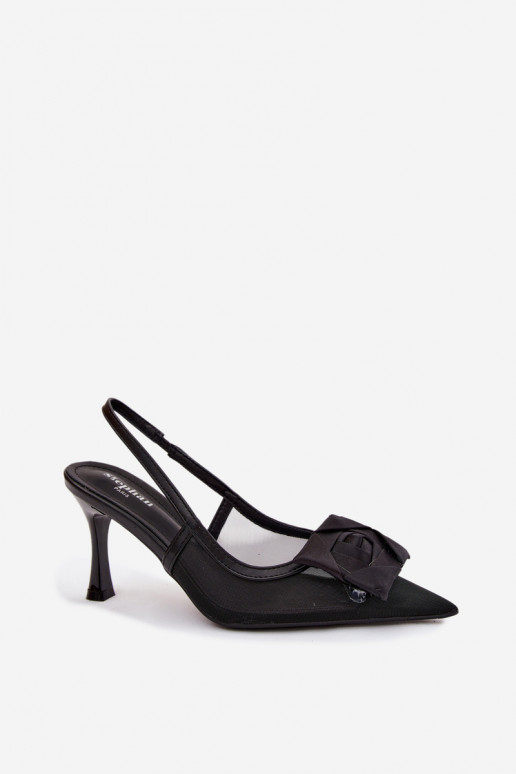 Netz Sandalen mit Ornamenten mit Absätzen Typu Klepsydra schZuarze Farbe Jasmina