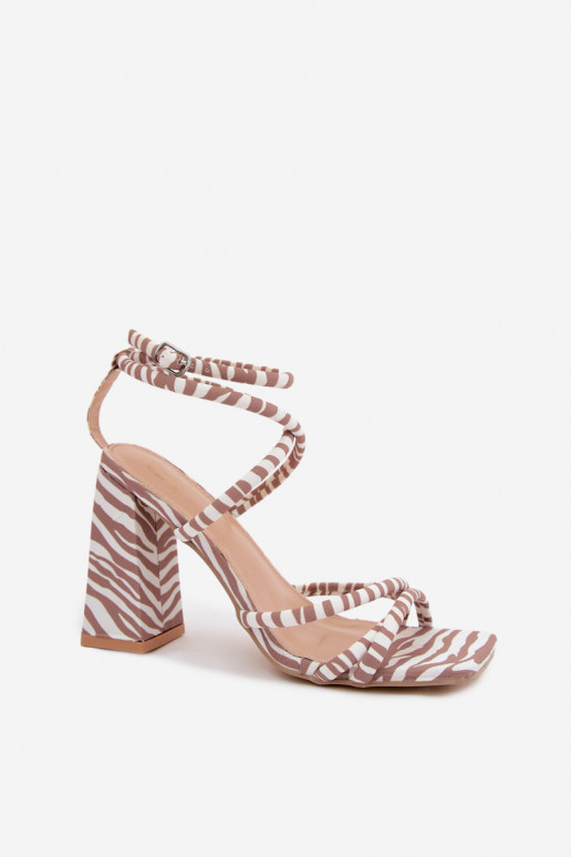 Hochhackige Sandalen in Sand Zebra Josette
