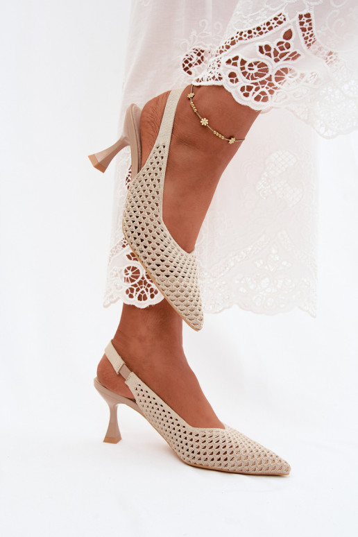 mit durchbrochenen Elementen  Sandalen mit hohen Absätzen Typu Klepsydra Beige Cherryla