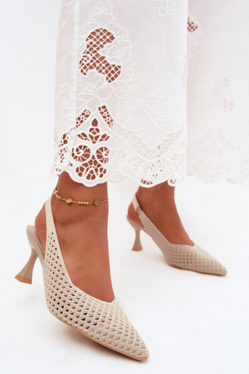 mit durchbrochenen Elementen  Sandalen mit hohen Absätzen Typu Klepsydra Beige Cherryla 2