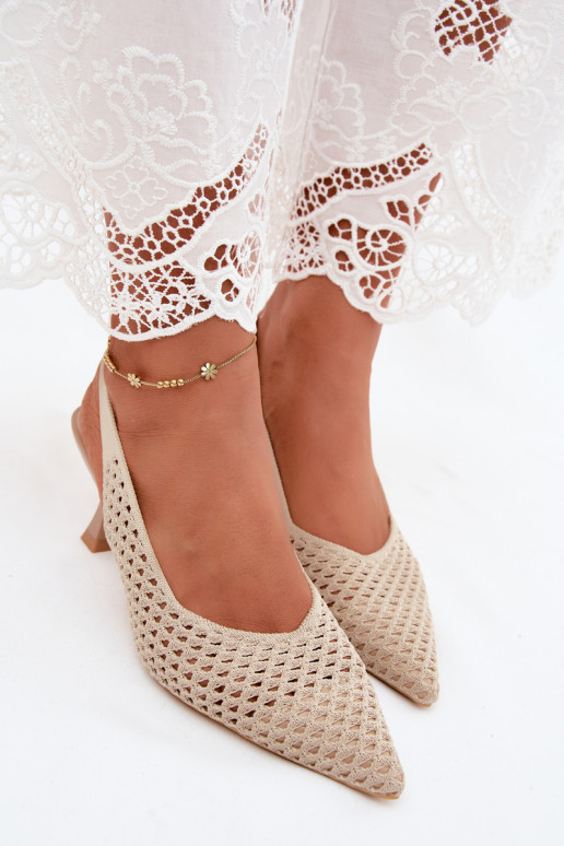 mit durchbrochenen Elementen  Sandalen mit hohen Absätzen Typu Klepsydra Beige Cherryla