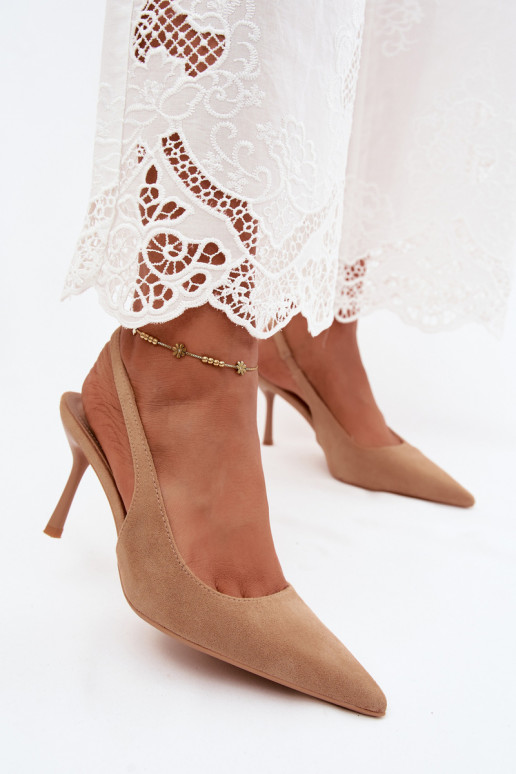 Damensandalen mit dünnen Absätzenaus Öko-INildlederu Beige Kevina