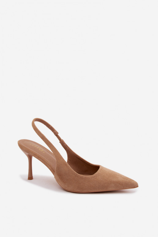 Damensandalen mit dünnen Absätzenaus Öko-INildlederu Beige Kevina