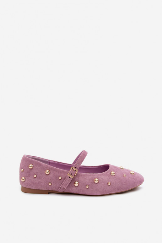 Ballerinas mit Dekoration und Riemen in lila Cuddly