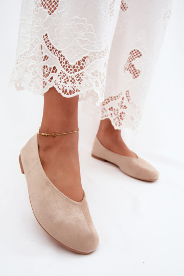 Sandfarbene Ballerinas aus Kunstveloursleder Camdena 2