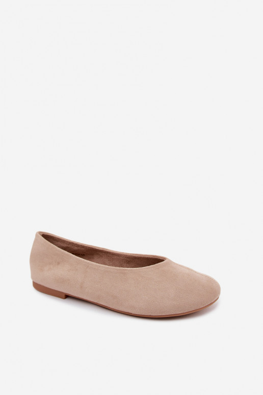 Sandfarbene Ballerinas aus Kunstveloursleder Camdena