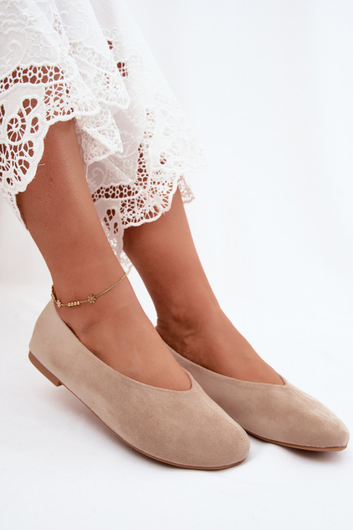 Sandfarbene Ballerinas aus Kunstveloursleder Camdena