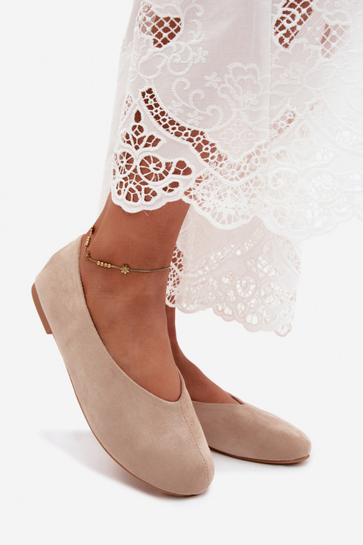 Sandfarbene Ballerinas aus Kunstveloursleder Camdena