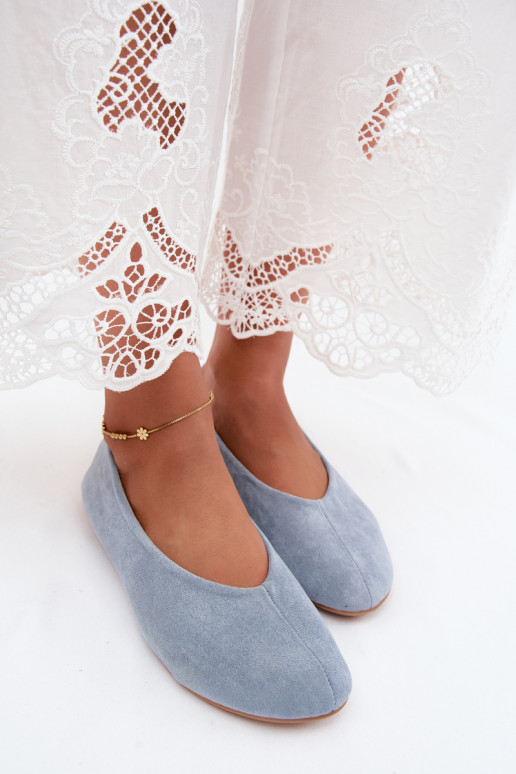 Blaue Ballerinas aus Kunstveloursleder Camdena