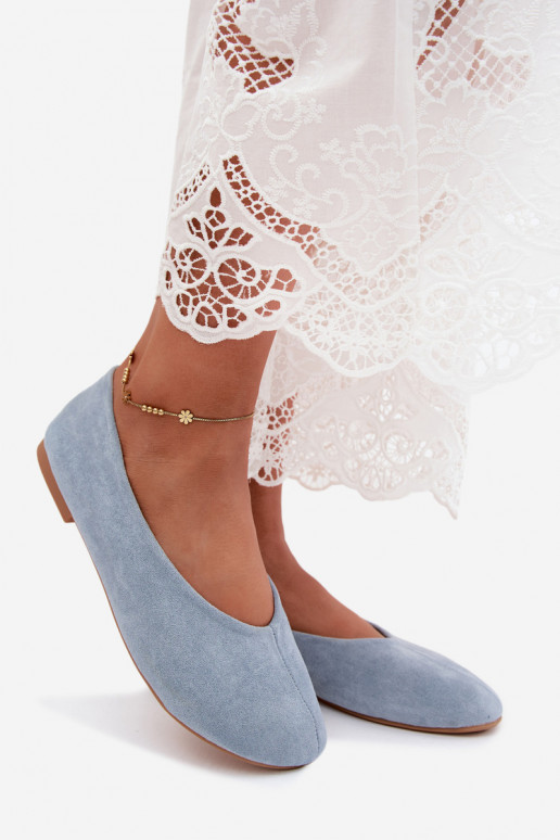 Blaue Ballerinas aus Kunstveloursleder Camdena
