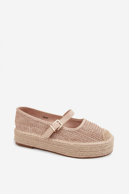 Beige Espadrilles mit Riemen auf einer Plattform Coastina