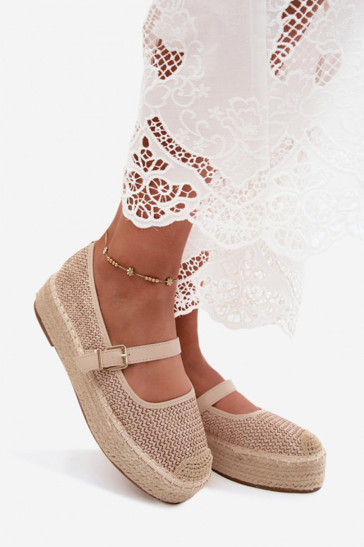 Beige Espadrilles mit Riemen auf einer Plattform Coastina
