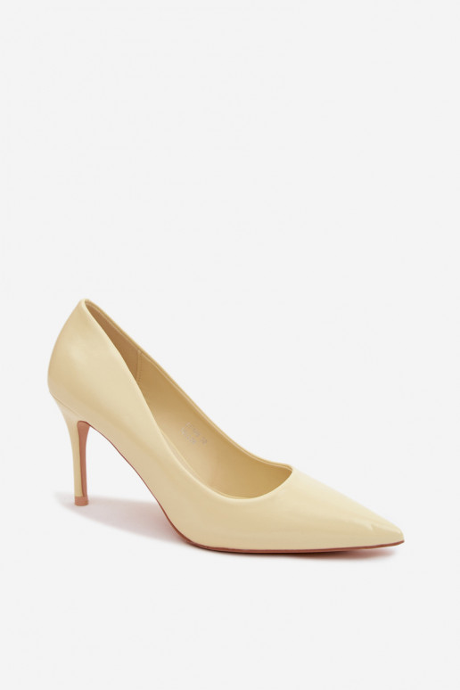 Gelbe High Heels aus Kunstleder mit Lackeffekt Tropessa