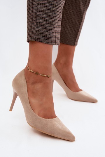 Beige High Heels aus Kunstveloursleder Tropessa 2
