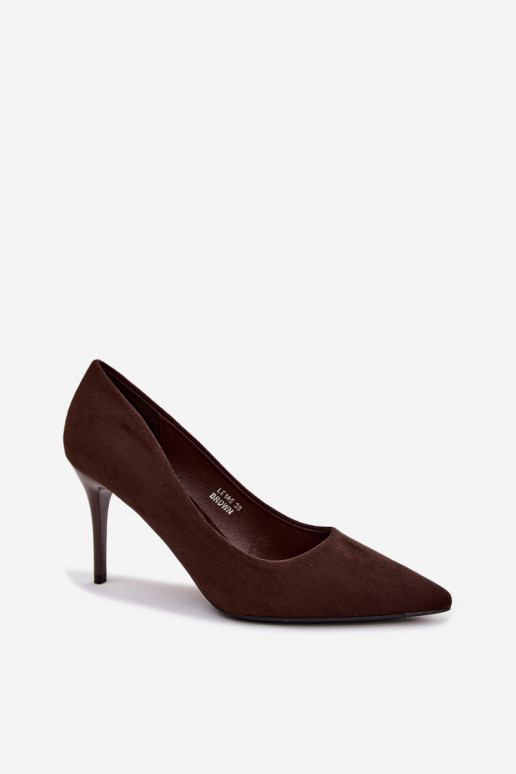 Schokoladenfarbene High Heels aus Kunstveloursleder Tropessa
