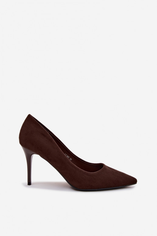 Schokoladenfarbene High Heels aus Kunstveloursleder Tropessa