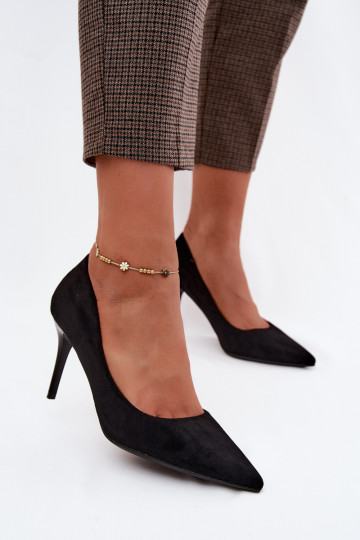 Schwarze High Heels aus Kunstveloursleder Tropessa 2