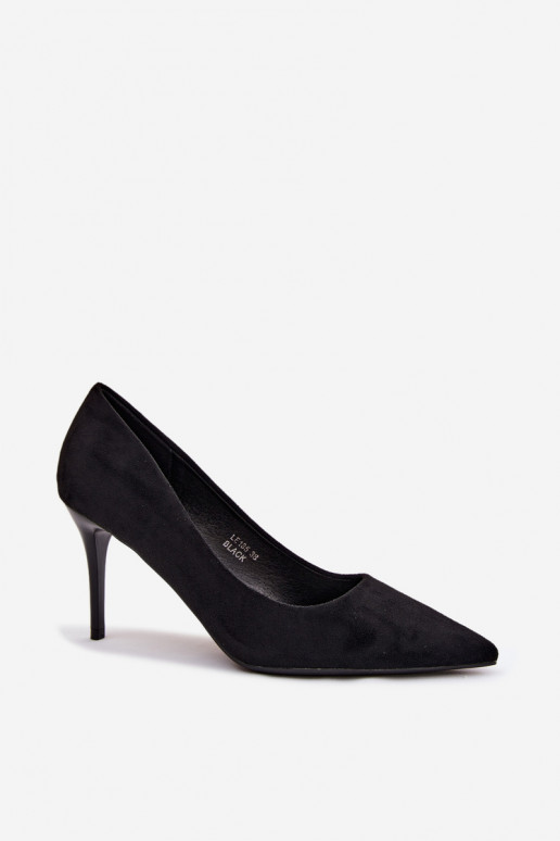 Schwarze High Heels aus Kunstveloursleder Tropessa