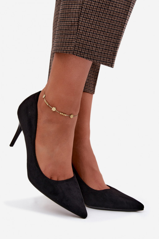 Schwarze High Heels aus Kunstveloursleder Tropessa