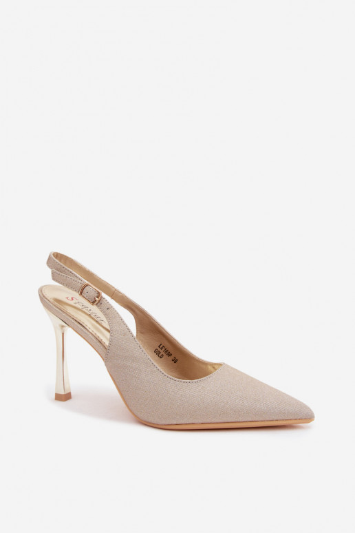 Goldene glänzende High Heels mit offenem Absatz Marcella