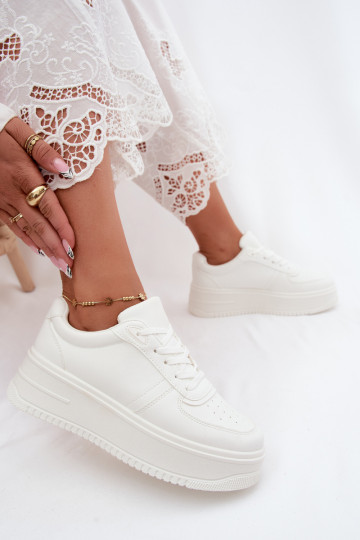 Weiße Damen-Sneaker mit Plateau aus Kunstleder Crosbella