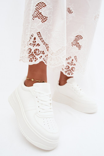 Weiße Damen-Sneaker mit Plateau aus Kunstleder Crosbella 2