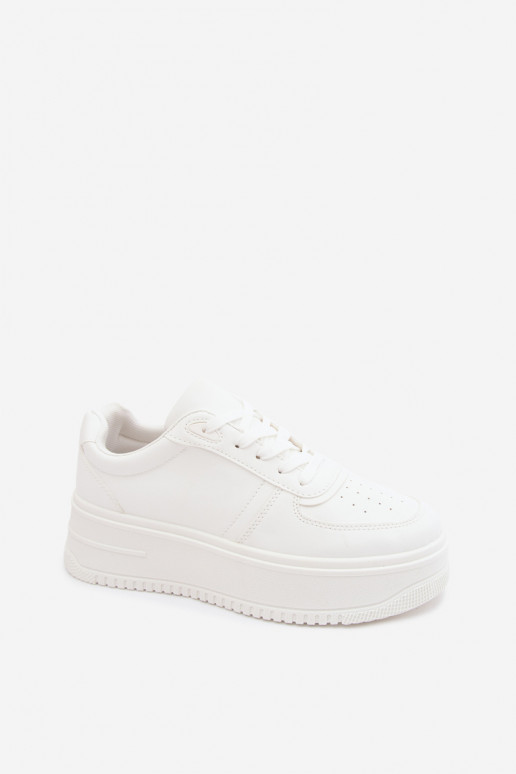 Weiße Damen-Sneaker mit Plateau aus Kunstleder Crosbella