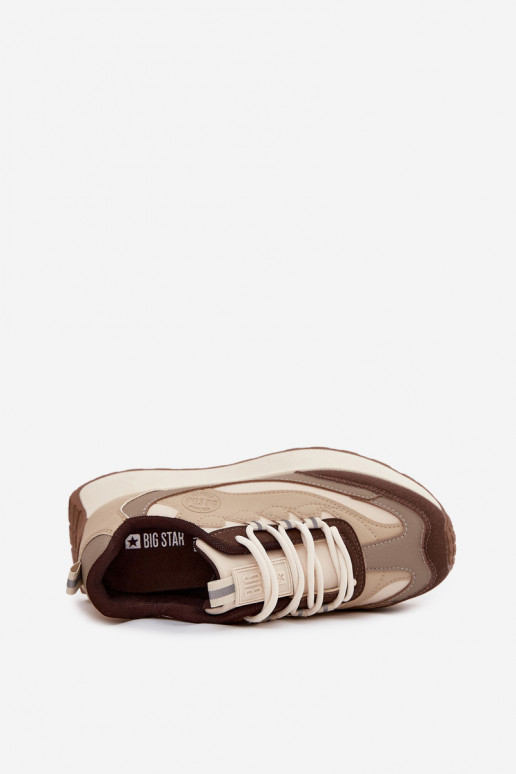 Damen sandfarbene Sneakers mit Plattform Big Star SS274002 HI-POLY SYSTEM