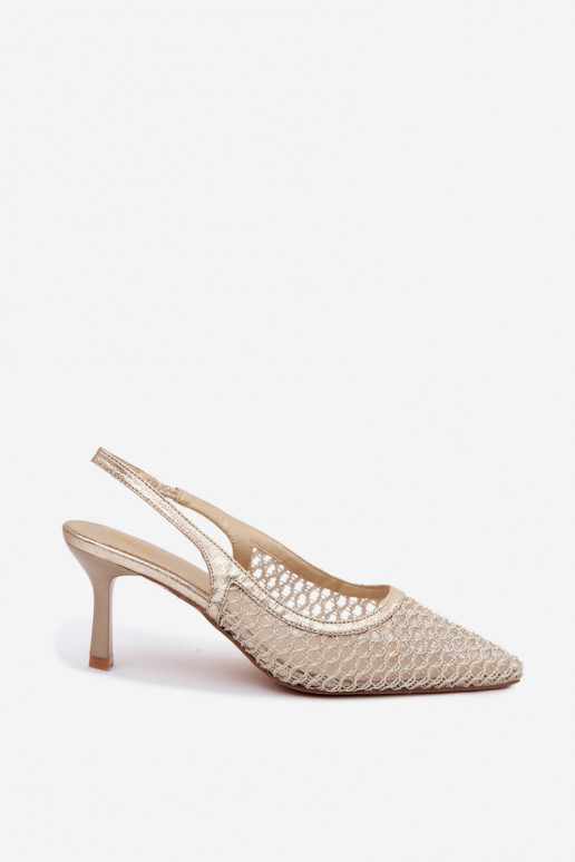 Netzsandalen mit dünnen Absätzen in Gold Tai turingoria