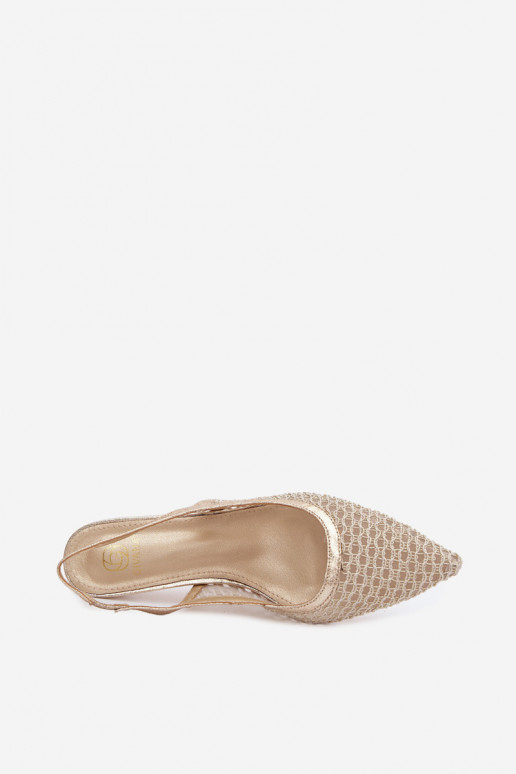 Netzsandalen mit dünnen Absätzen in Gold Tai turingoria
