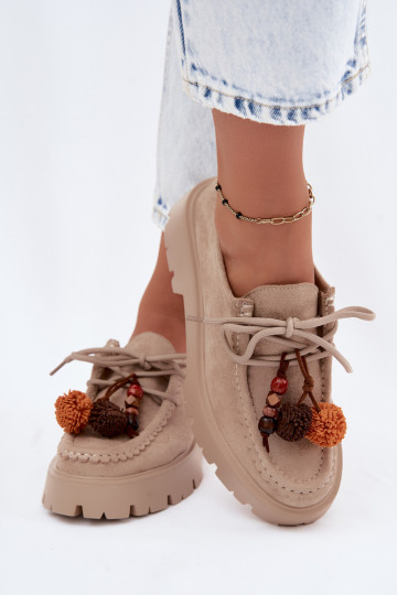 Schuhe mit schönen Details aus Kunstveloursleder in Sand Melonia 2