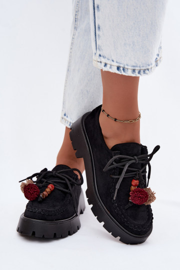 Schuhe mit schönen Details aus Kunstveloursleder in Schwarz Melonia 2