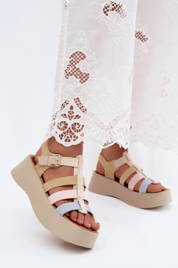 Sandalen mit Plattform und Kunstvelourslederriemen in verschiedenen Farben Glimelle 2