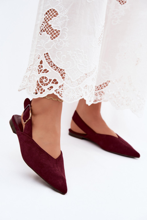 Damen Ballerinas mit Schnallen in Bordeauxfarbe Tanelia