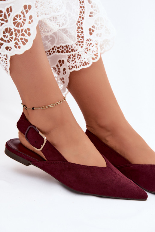 Damen Ballerinas mit Schnallen in Bordeauxfarbe Tanelia