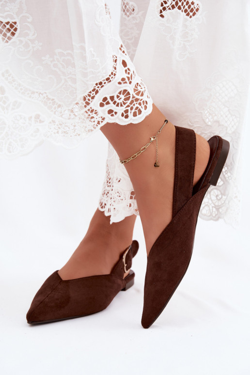 Damen Ballerinas mit Schnallen in Dunkelbraun Tanelia