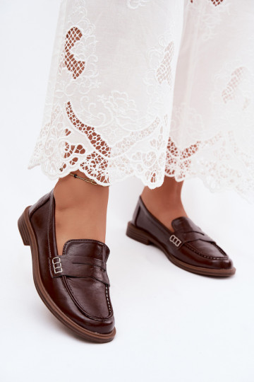 Damen Lackslipper in Schokoladenfarbe aus Kunstleder Roslyn