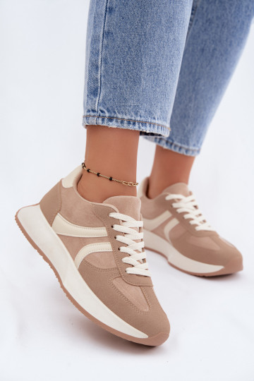 Damen Sneakers mit Plattform in Sandfarbe Laurelia