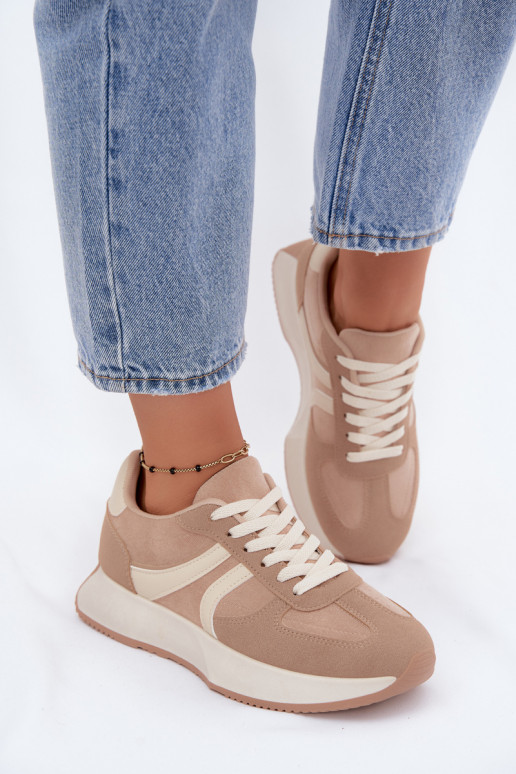 Damen Sneakers mit Plattform in Sandfarbe Laurelia