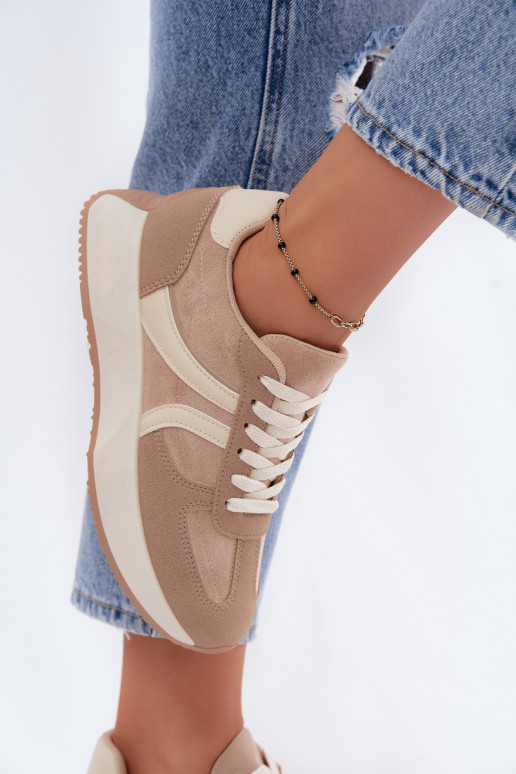 Damen Sneakers mit Plattform in Sandfarbe Laurelia