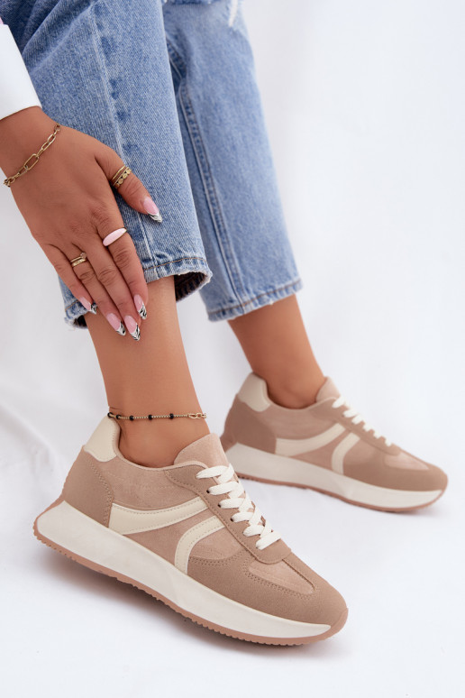 Damen Sneakers mit Plattform in Sandfarbe Laurelia