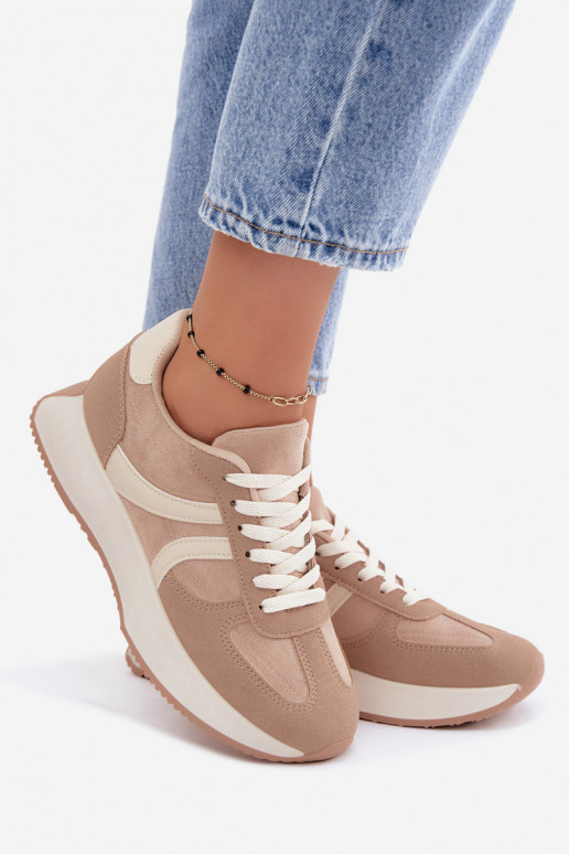 Damen Sneakers mit Plattform in Sandfarbe Laurelia