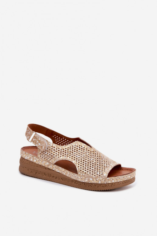 Goldene ausgeschnittene Plattform-Sandalen Tai turiciejka L4494-25