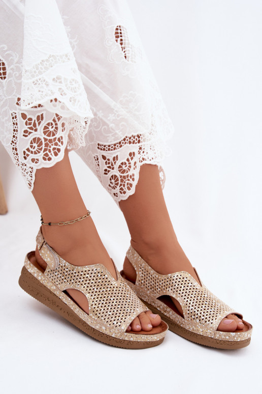 Goldene ausgeschnittene Plattform-Sandalen Tai turiciejka L4494-25